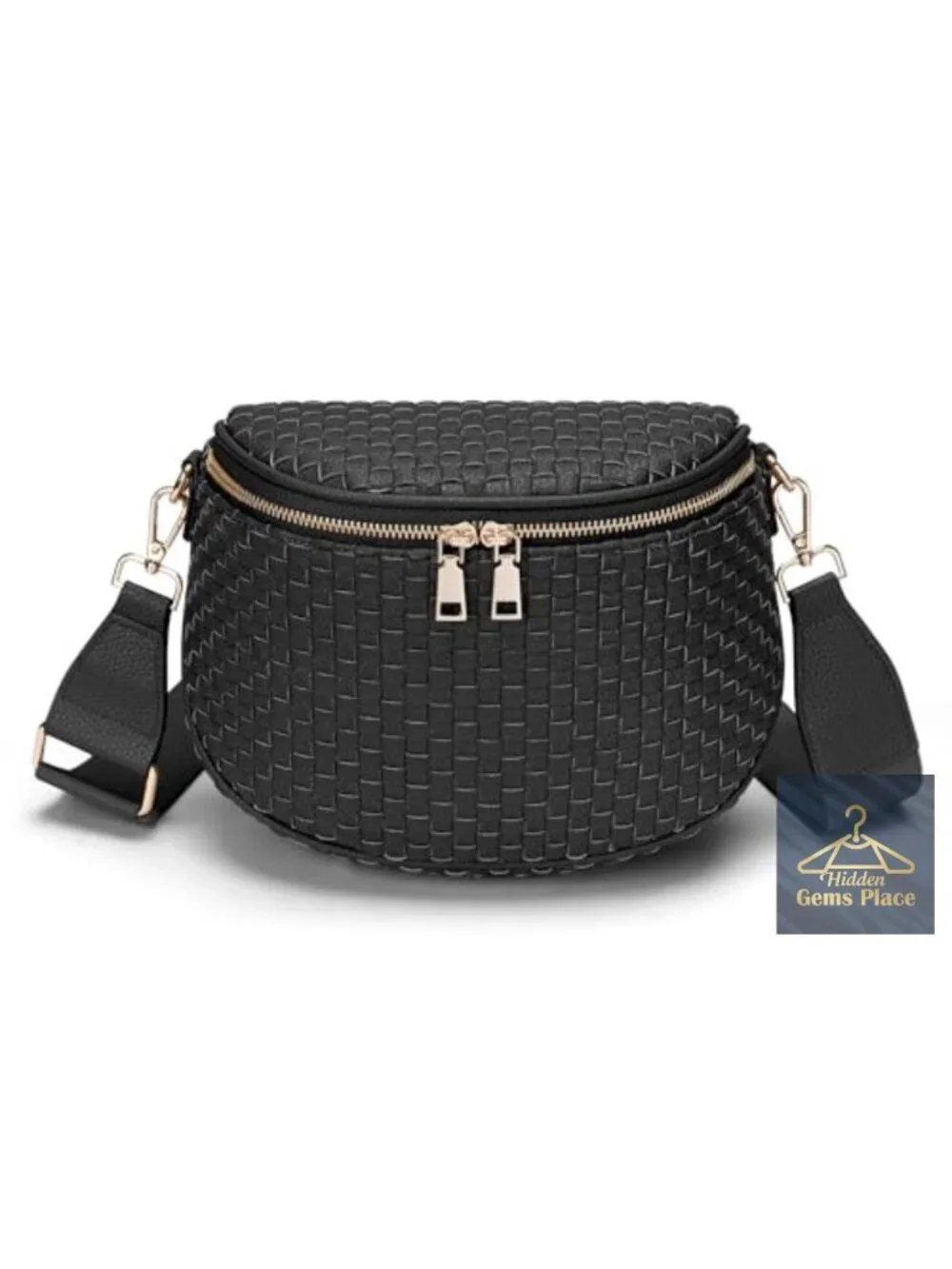 Woven Leather Crossbody Bag with Adjustable Strap